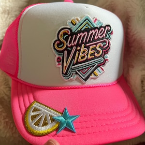 Summer Vibes Snapback Trucker Cap, Pink Trucker Hat, Lake hat, Beach Cap, Custom Made