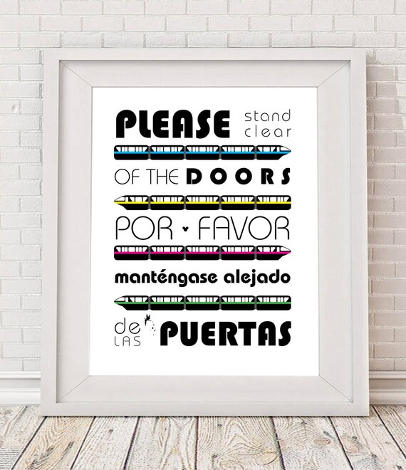 Disney Monorail Please Stand Clear Of The Doors Word Art Etsy