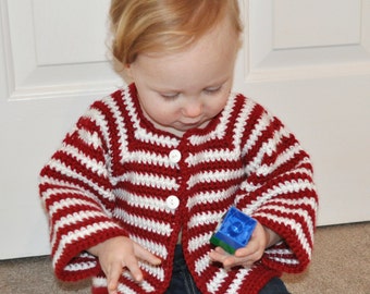 SOFT ORGANIC COTTON Hooded Toddler Girl Sweater Size 18-36 Months One Button Closure Pretty Pink Lavender Green Variegated Yarn Knit Crochet