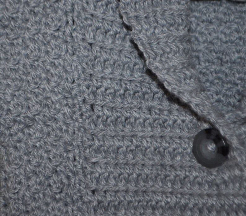 Size 6 Months One Button Shawl Collar Sweater Baby Boy or Girl Handmade Baby Shower Gift Soft Acrylic Baby Yarn Crochet Knit READY TO SHIP