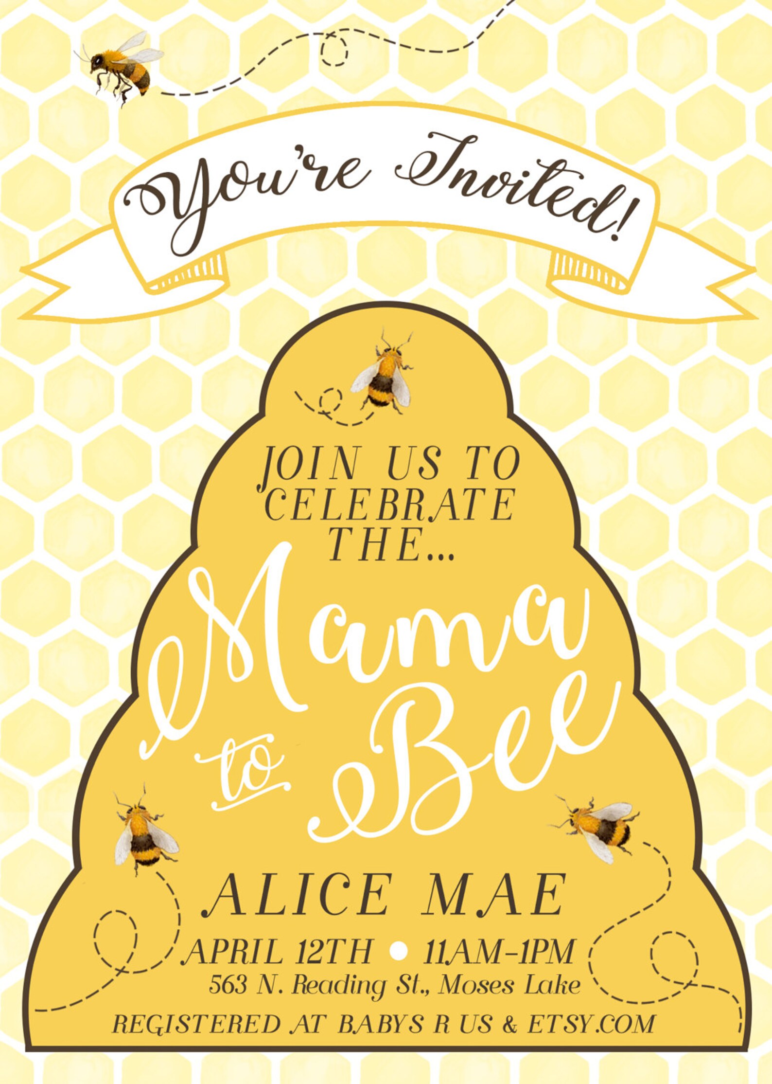Baby Shower Kit Mama to Bee Invitation Printable Baby Shower Etsy