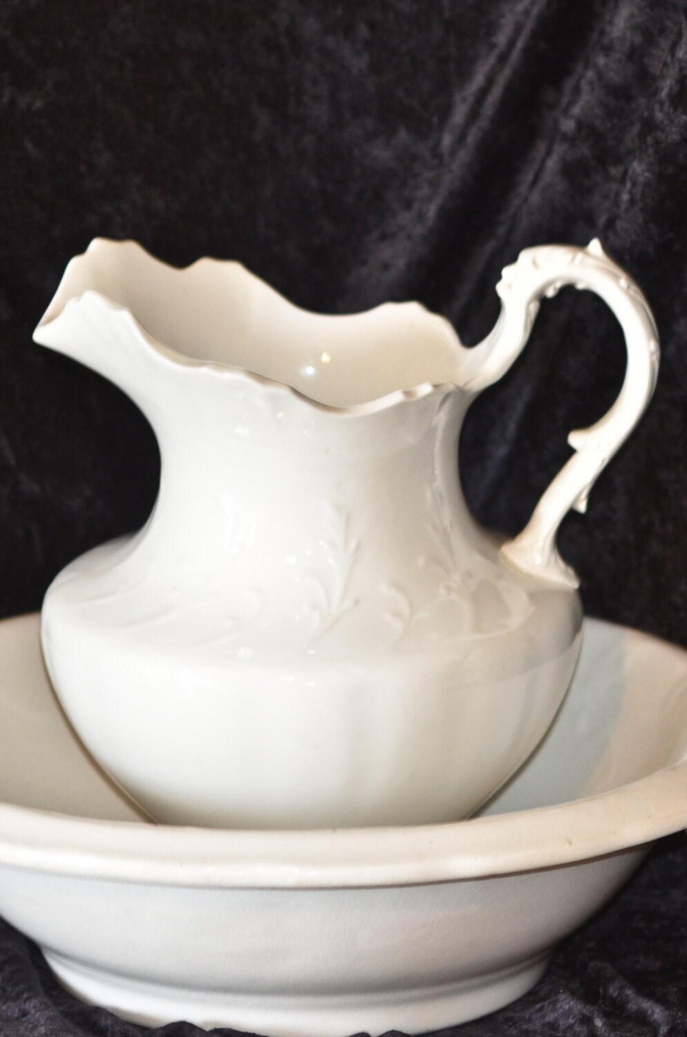 Large White Princeton Ironstone Pitcher and Bowl Etsy