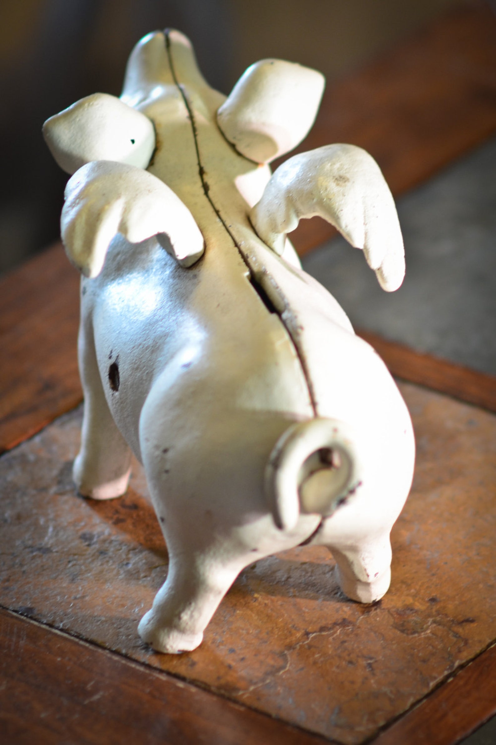 Antique Cast Iron Flying Pig Bank Etsy