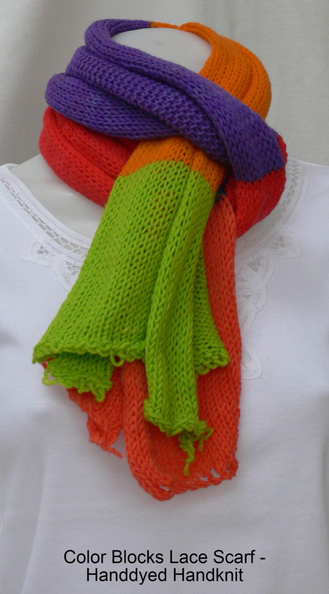COLOR BLOCKS Lace Scarf Merino/nylon - Handdyed Handknit - Etsy