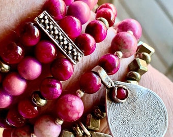 Pink, Two Bracelet Set, Rhodonite, Tigers Eye
