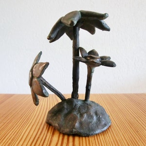 FLOWERS/  Massive bronze sculpture/ big flower can be taken out/ brown green patin/ 5&quot;high