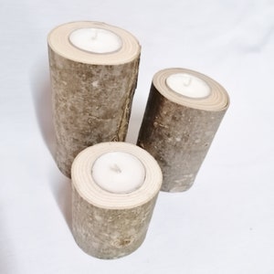 3 candlesticks made of raw ash wood image 2