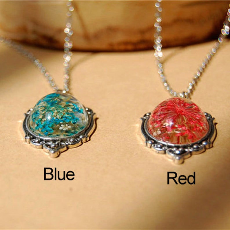 1PC Resin Flower Necklace Oval Flower Jewelry Real Flower Necklace Pressed Flowe terrarium jewelry terrarium necklace bride wedding gift