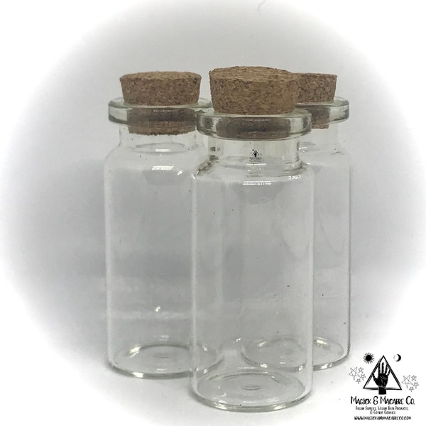 Empty 10ml Glass Jar with Cork for Witchcraft & Spell Bottles | Herb Necklaces | Travel Kits | Altar Supply | Pagan | Bulk Quantities too!