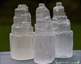 Selenite Tower: Great for Cleansing and Charging your crystals! Dispels Negative Energy & Entities! Wiccan, New Age, Hippie, Crystal Magick.