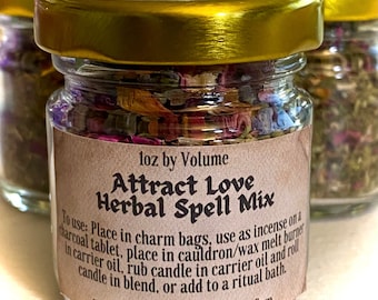 Attracts Love Herbal Spell Mix: Dried Herbal Incense | Love Energy | Aphrodite | Venus | Freya | Beltane Energy | Witchcraft | Spell Mix