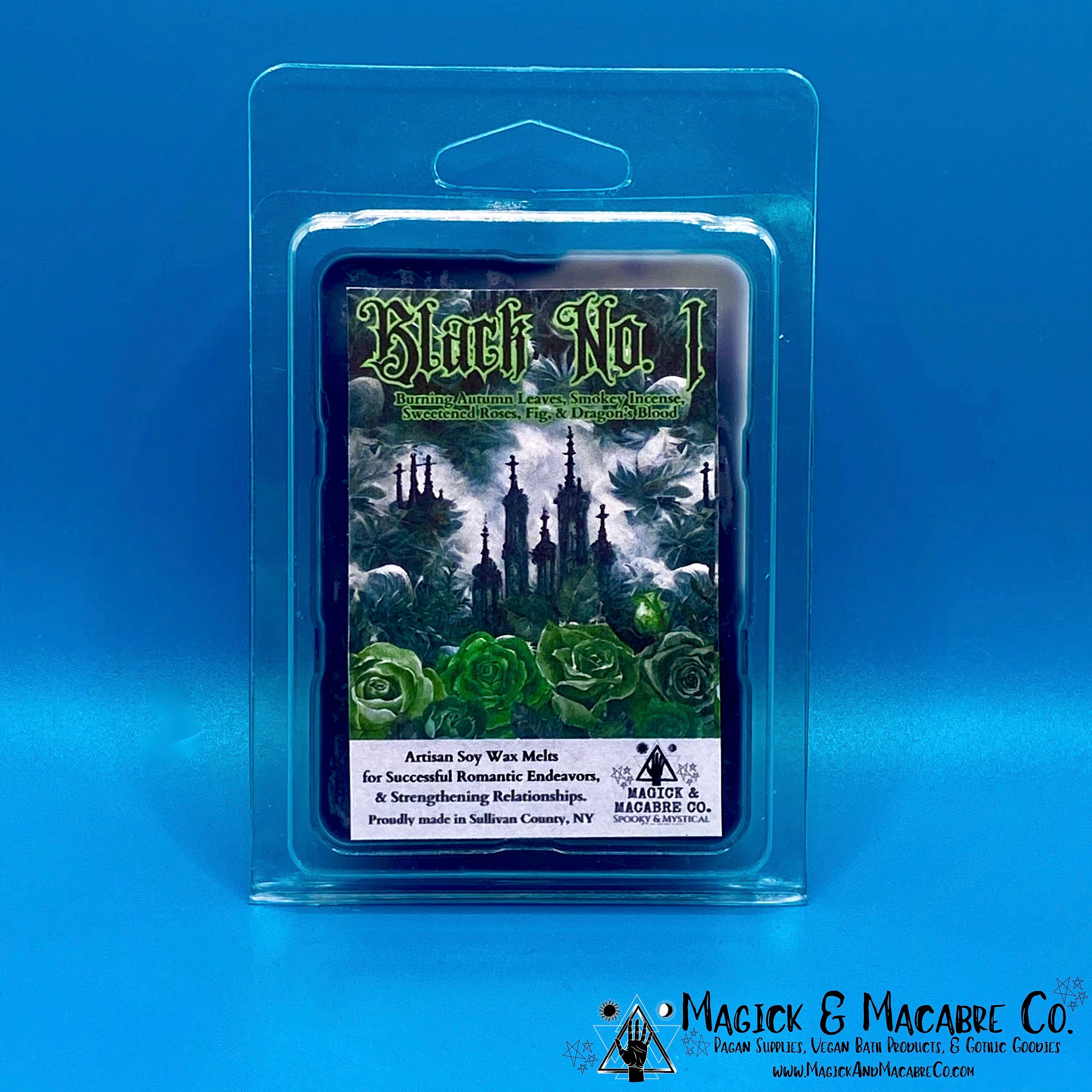Black No. 1 Wax Melts Wax Melts: Burning leaves, Smokey Incense, Rose, Fig, & Dragon's Blood | Type O Negative inspired | Goth Gifts | Witch