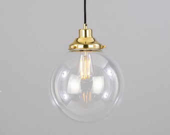 Virginia Clear Glass Globe Pendant Light 25cm