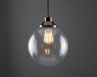 Virginia Clear Glass Globe Pendant Light 25cm