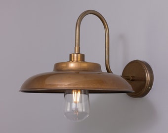 Darya Swan Neck Wall Light / Industrial Wall Sconce / Outdoor Wall Light / Brass Sconce / 7 Color Finishes / 12.6x12.6x16.9" (32x32x43cm)