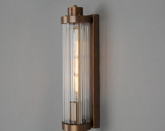 Louise Vintage Rippled Glass and Brass Bathroom Wall Light