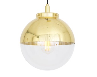 Mica Brass / Glass Dome Pendant Light 