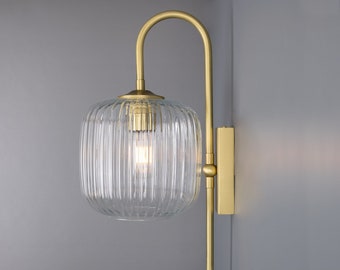 Astoria Reeded Glass and Brass Wall Light