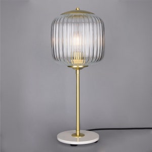 Astoria Reeded Glass and Brass Table Lamp