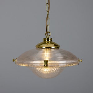 Ozark Victorian Vintage Glass Pendant Light 33cm Polished Brass