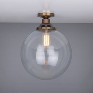 Riad Clear Glass Globe Flush Ceiling Light 11.8'' (30cm)