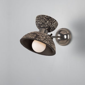 Nakaii Organic Ceramic Wall Sconce, Black Clay