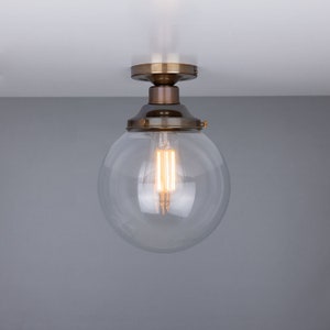 Riad Clear Glass Globe Flush Ceiling Light 7.8&#39;&#39; (20cm)
