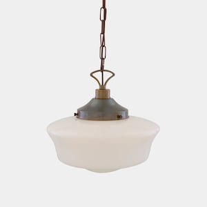 1920's Schoolhouse Opal Glass Pendant Light 13.75'' (35cm)