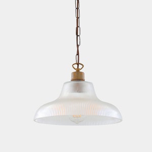 London Prismatic Railway Glass Pendant Light 30cm Antique Brass