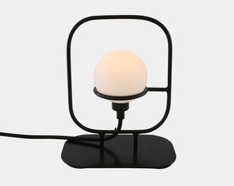 Mure Glass Ball Table Lamp in Black Metal Frame