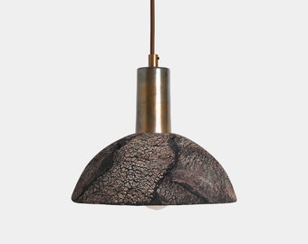 Kauri Ceramic Dome Pendant Light 20cm, Black Clay