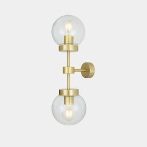 Double applique murale globe en verre transparent/opale Grange