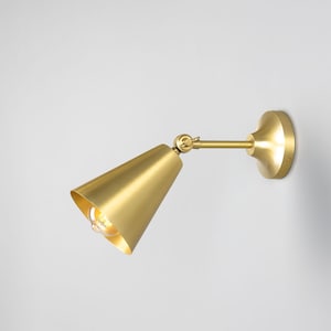 Moya Vintage Adjustable Brass Cone Wall Sconce