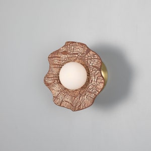 Rivale Wall Sconce with Wavy Ceramic Shade, Red Iron