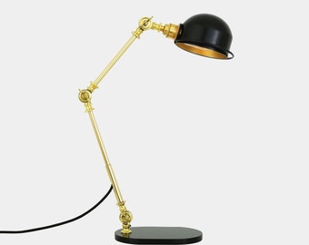 Lampe de bureau en laiton à bras réglable Puhos