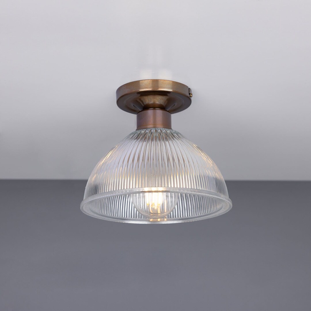 Ribbed glass flush mount deals