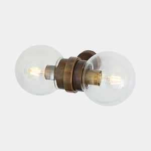 Applique murale Eske double globe en verre transparent/opale