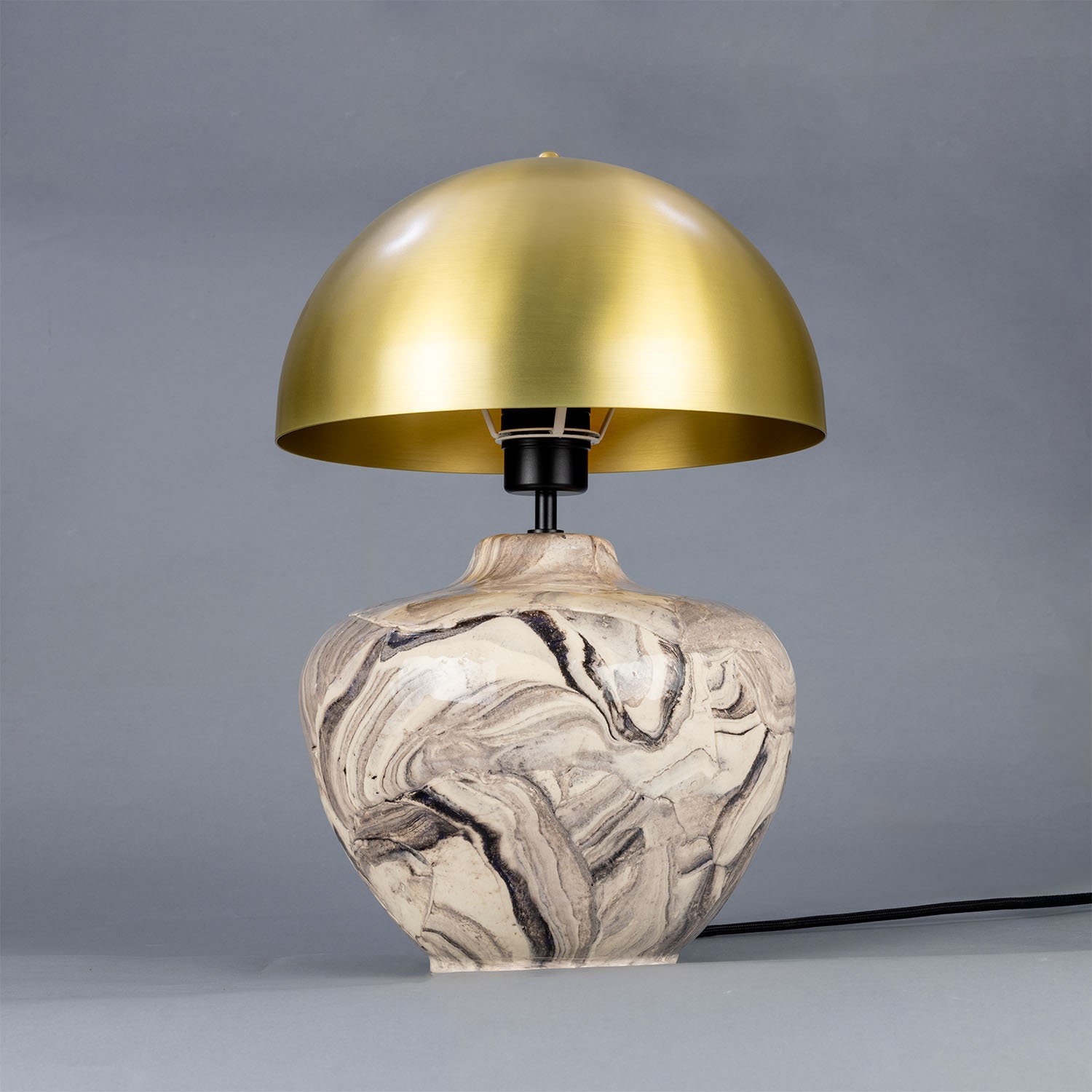 Lawson Ceramic Marbled Table Lamp With Brass Dome Shade - Etsy