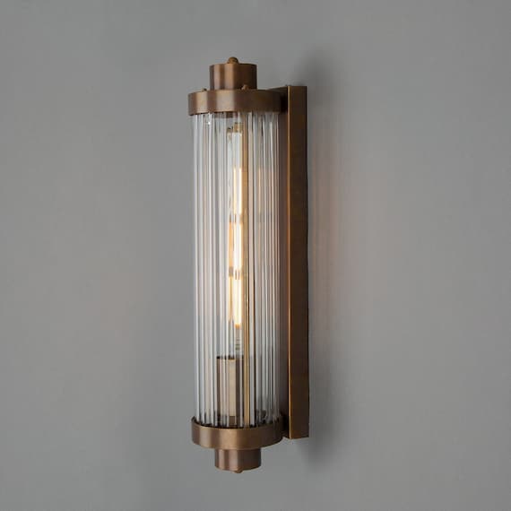 smidig Pacific sælger Louise Vintage Rippled Glass and Brass Bathroom Wall Light - Etsy