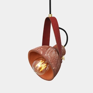 Pera Ceramic Pendant with Fire-Hose Strap, Red Iron