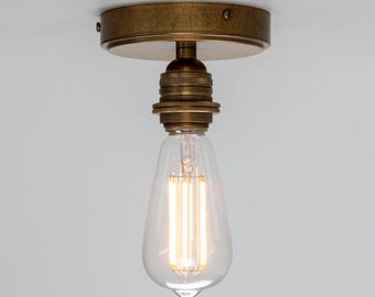 Przemysłowa mosiężna lampa sufitowa do montażu podtynkowego, styl vintage Edison, 3" IP20