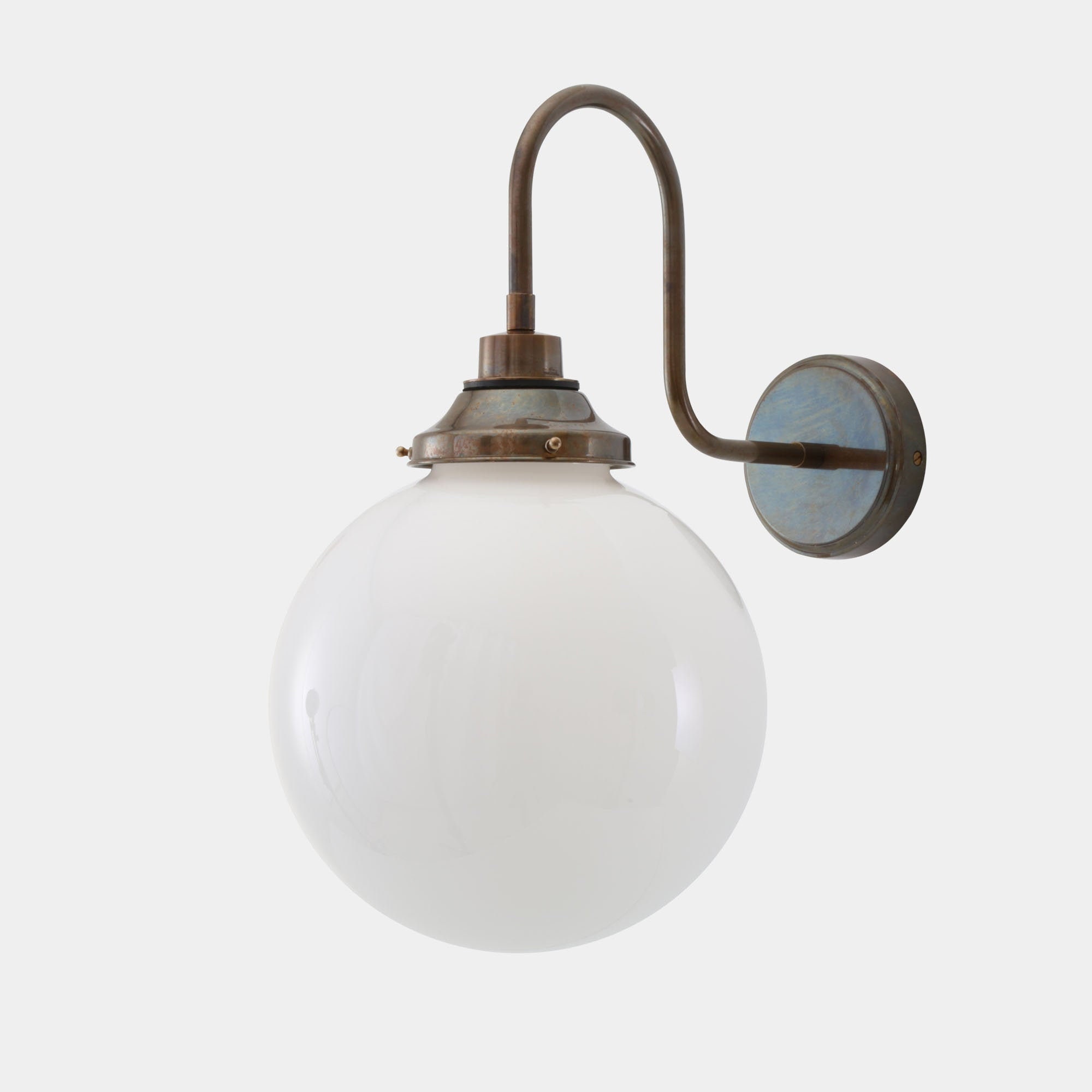 Pelagia Opal Globe Swan Neck Wall Sconce 25cm IP44