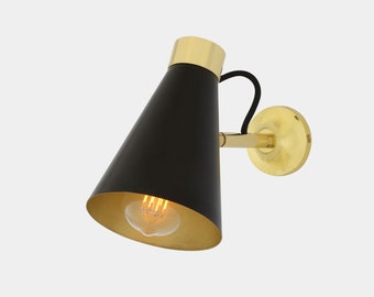 Preston Brass Wall Light with Adjustable Cone Shade