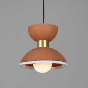 Nakaii Organic Ceramic Pendant Light Terracotta and White 8" IP20