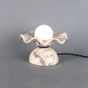 Rivale Table Lamp with Wavy Marbled Ceramic Shade