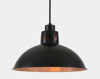 Bessemer Vintage Black and Copper Pendant Light 30cm