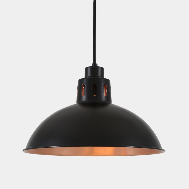 Bessemer Vintage Black and Copper Pendant Light 30cm image 1