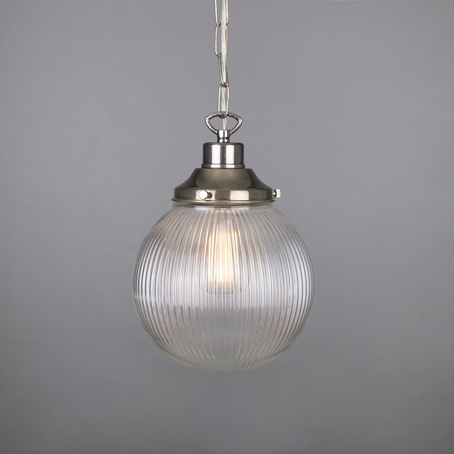 Ribbed glass globe pendant light deals