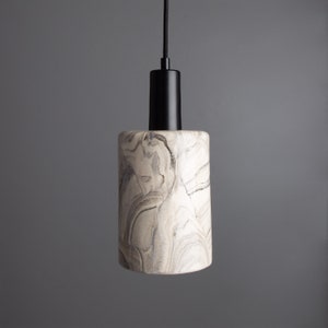 Senna Marbled Ceramic Cylinder Pendant Light 12cm