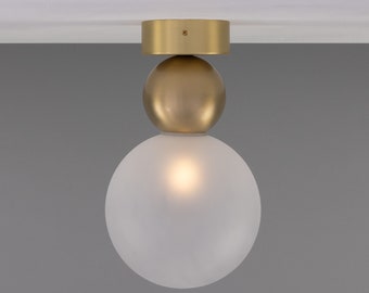 Helena Glass and Brass Ball Ceiling Light 15cm